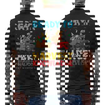 Back To School Turkey Farming Tractor Farmer Kids 100th Day Men's Back Print T-Shirt | Mazezy