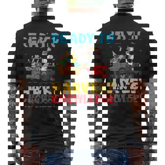 Back To School Unicorn Farming Tractor Farmer Kids 100th Day Men's Back Print T-Shirt | Mazezy