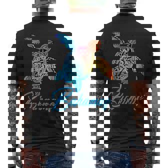 Bahamas Bahamas Tribal Tie Dye Sea Turtle T-Shirt Men's Back Print T-Shirt | Mazezy