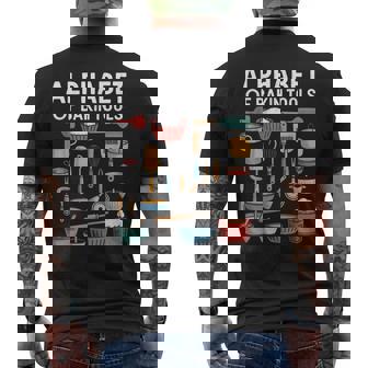 Baking Lover Baking Alphabet Cookies Fondant Cake Men's Back Print T-Shirt | Mazezy