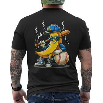 Banana Wearing Sunglasses Hat Playing Baseball Player Fruit Men's T-shirt Back Print - Thegiftio UK