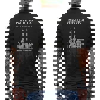 Banja Luka Skyline Bosnia And Herzegovina Souvenir Men's Back Print T-Shirt | Mazezy