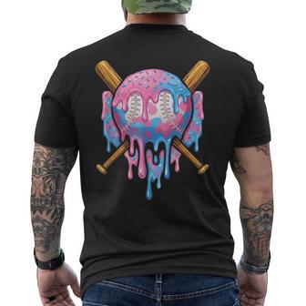 Baseball Drip For Boys Ice Cream Dripping Baseball Men's T-shirt Back Print - Thegiftio