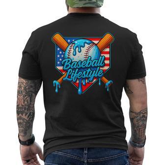 Baseball Lifestyle Apparel Youth Baseball Drip Ice Cream Men's T-shirt Back Print - Thegiftio UK