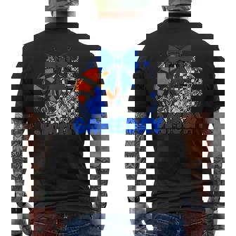 Basketball Game Day Go Cheer Team Blue Coquette Cheerleader Men's Back Print T-Shirt | Mazezy