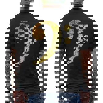 Bass Clef Center Vintage Yellow Bassist Bass Player Men's Back Print T-Shirt | Mazezy