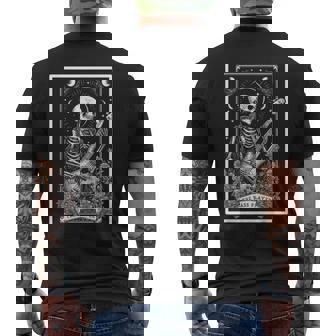 The Bass Player Bassist Guitarist Guitar Tarot Card Skeleton Men's Back Print T-Shirt | Mazezy