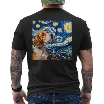 Beagle Dog Van Gogh Style Starry Night Men's T-shirt Back Print - Thegiftio UK