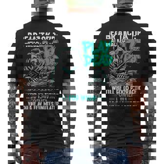 Bear Attack Tip Play Dead Dark Humor Sarcastic Quote Men's Back Print T-Shirt | Mazezy