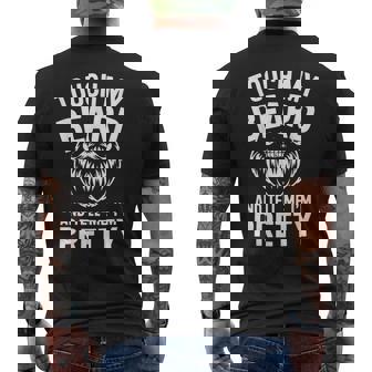 Beard Quote Touch My Beard And Tell Me I'm Pretty Men Men's Back Print T-Shirt | Mazezy