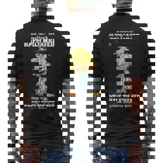 Me And My Bed Are Happily Married We Have 2 Kids Named Men's Back Print T-Shirt | Mazezy