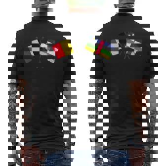 Belgium Central African Republic Crossed Flags Belgian CAR Men's Back Print T-Shirt | Mazezy