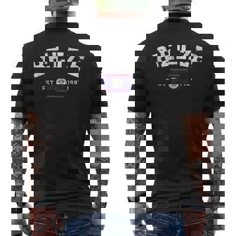 Belize Est 1981 Belizean Flag Independence Day Men's Back Print T-Shirt | Mazezy