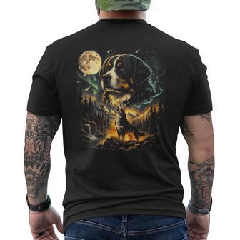 Bernese Mountain Dog Howling Moon Vintage 90S Dog Meme Men's T-shirt Back Print - Thegiftio