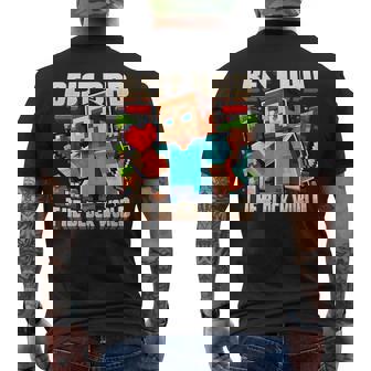 Best Dad In The Block World Pixel Gaming Father Day Men's T-shirt Back Print | Seseable FR