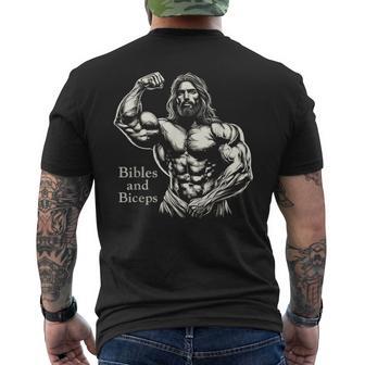 Biblias Y Bíceps Divertido Culturismo Jesús Gimnasio Entrenamiento Camiseta Hombre Estampado Espalda - Regaloses