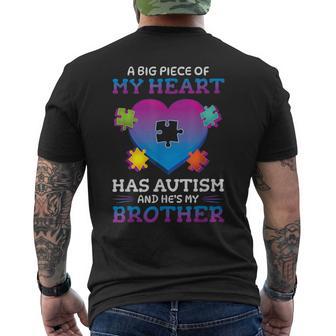 A Big Piece Of My Heart Has Autism My Brother Men's T-shirt Back Print - Thegiftio UK