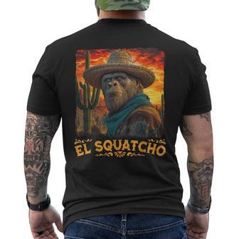 Bigfoot El Squatcho Sasquatch Mexican Cinco De Mayo Western Men's T-shirt Back Print | Mazezy