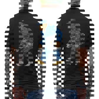 Bigfoot Mechanic Garage Engine Repair Sasquatch Men's Back Print T-Shirt | Mazezy