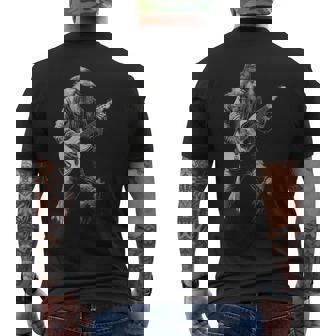 Bigfoot Playing Electric Guitar Rock On Sasquatch Men's T-shirt Back Print | Mazezy