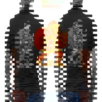 Bigfoot Santa Rock Festive Lights Christmas Holiday Men's Back Print T-Shirt | Mazezy