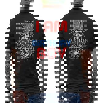 I Am The Birthday Boy Spider Party Family Matching Boys Kids Men's Back Print T-Shirt | Mazezy