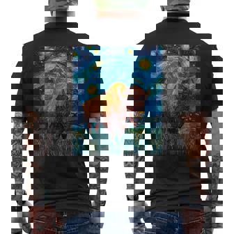 Bison Buffalo Van Gogh Style Starry Night Graphic Men's T-shirt Back Print - Monsterry