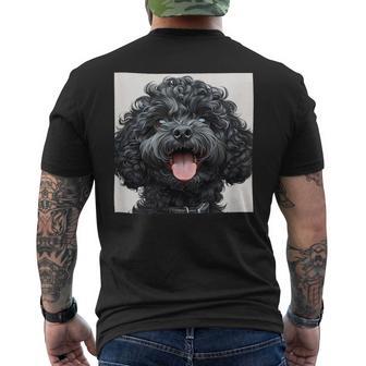 Black Poodle Puppy Laughing Graphic Men's T-shirt Back Print - Thegiftio UK