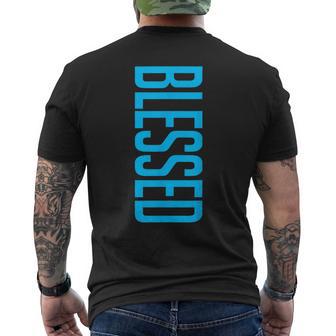 Blessed Vertical Streetwear Retro Gamma Blue Matching Men's T-shirt Back Print - Thegiftio UK