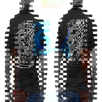 Blue Checkered Monster Truck I Was 6 Now I'm 7 Birthday Boy Men's T-shirt Back Print - Thegiftio