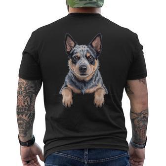 Blue Heeler Peeking Australian Cattle Dog Lover Men's T-shirt Back Print - Thegiftio UK