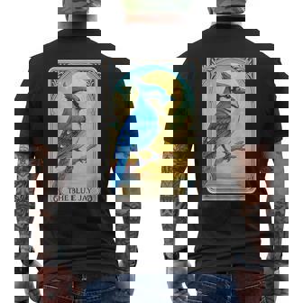 The Blue Jay Tarot Card Men's Back Print T-Shirt | Mazezy