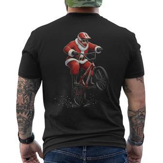 BMX Santa Christmas Graphic Motocross Bike Rider Men's Back Print T-Shirt | Mazezy