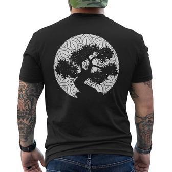 Bonsai Tree Mandala Zen Buddhist Yoga Men's Back Print T-Shirt | Mazezy
