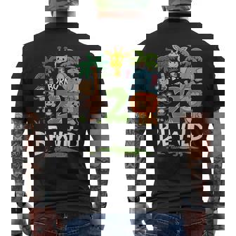 Born 2 Be Wild 2Nd Birthday Zoo 2 Year Old Boy Second Bday Men's T-shirt Back Print | Seseable UK