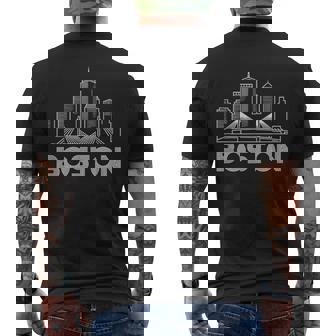 Boston Skyline Retro Vintage City Lovers Men's Back Print T-Shirt | Mazezy