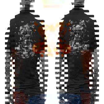 Boxer Dog Halloween Lover Graphic For Fall Season Boxer Mom Men's Back Print T-Shirt | Mazezy