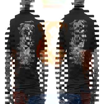 Boxer Fall Leaves Autumn Dog Men's Back Print T-Shirt | Mazezy