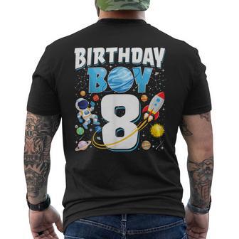 Boys 8Th Birthday Astronaut Space Planets Eight Years Old Men's T-shirt Back Print - Thegiftio UK