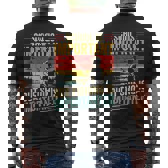 Boys Fishing School Is Important Fishing Importanter Men's T-shirt Back Print - Monsterry