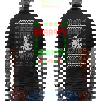 Braaapy Christmas Dirt Bike Ugly Sweater Christmas Motocross Men's Back Print T-Shirt | Mazezy