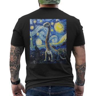 Brachiosaurus Dinosaur Dino Van Gogh Style Starry Night Men's T-shirt Back Print - Thegiftio UK