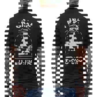 I Brake For Cows UFO Alien Abduction Conspiracy Men's Back Print T-Shirt | Mazezy