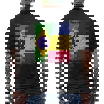 Brazil Romania Half Flag Brazilian Romanian Heritage Men's Back Print T-Shirt | Mazezy