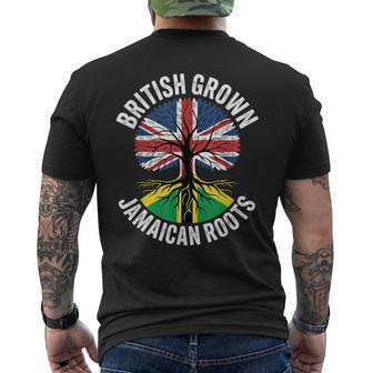 British Grown Jamaican Roots UK Jamaica Men's Back Print T-Shirt | Mazezy