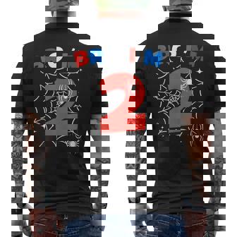 Bro I'm 2 Spider Web Theme 2nd Birthday Party Two Years Old Tank Top Men's Back Print T-Shirt | Mazezy