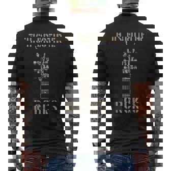 This Brother Rocks Skeleton Hand Rock Music Band Guitar Men's Back Print T-Shirt | Mazezy