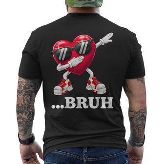 Bruh Dabbing Heart Kids Boys Valentine Men's Back Print T-Shirt | Mazezy