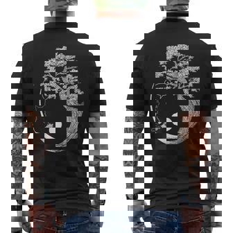 Bruh Tree Life Yin Yang Moon Pet Cat Bonsai Japanese Tank Top Men's Back Print T-Shirt | Mazezy