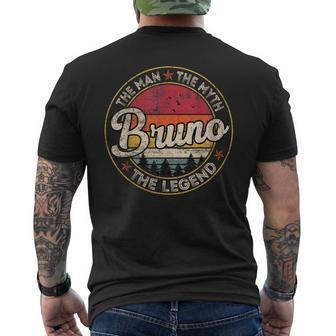 Bruno The Man The Myth The Legend Personalized Name Men's T-shirt Back Print | Mazezy